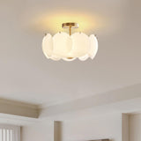 Circular Glass Gold Semi-Flush Mount Ceiling Light Image - 7