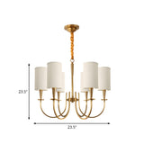 Classi Brass White Fabric Cylinder Living Room Chandelier #size