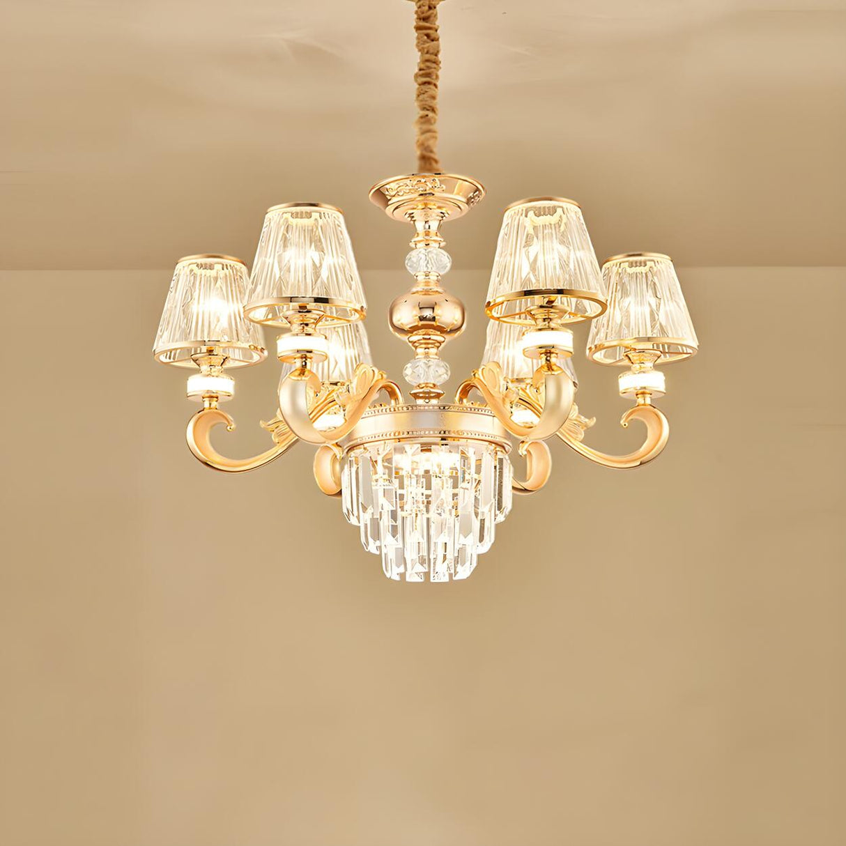 Classic 3-Tier Faceted Clear Crystal Round Chandelier Image - 7