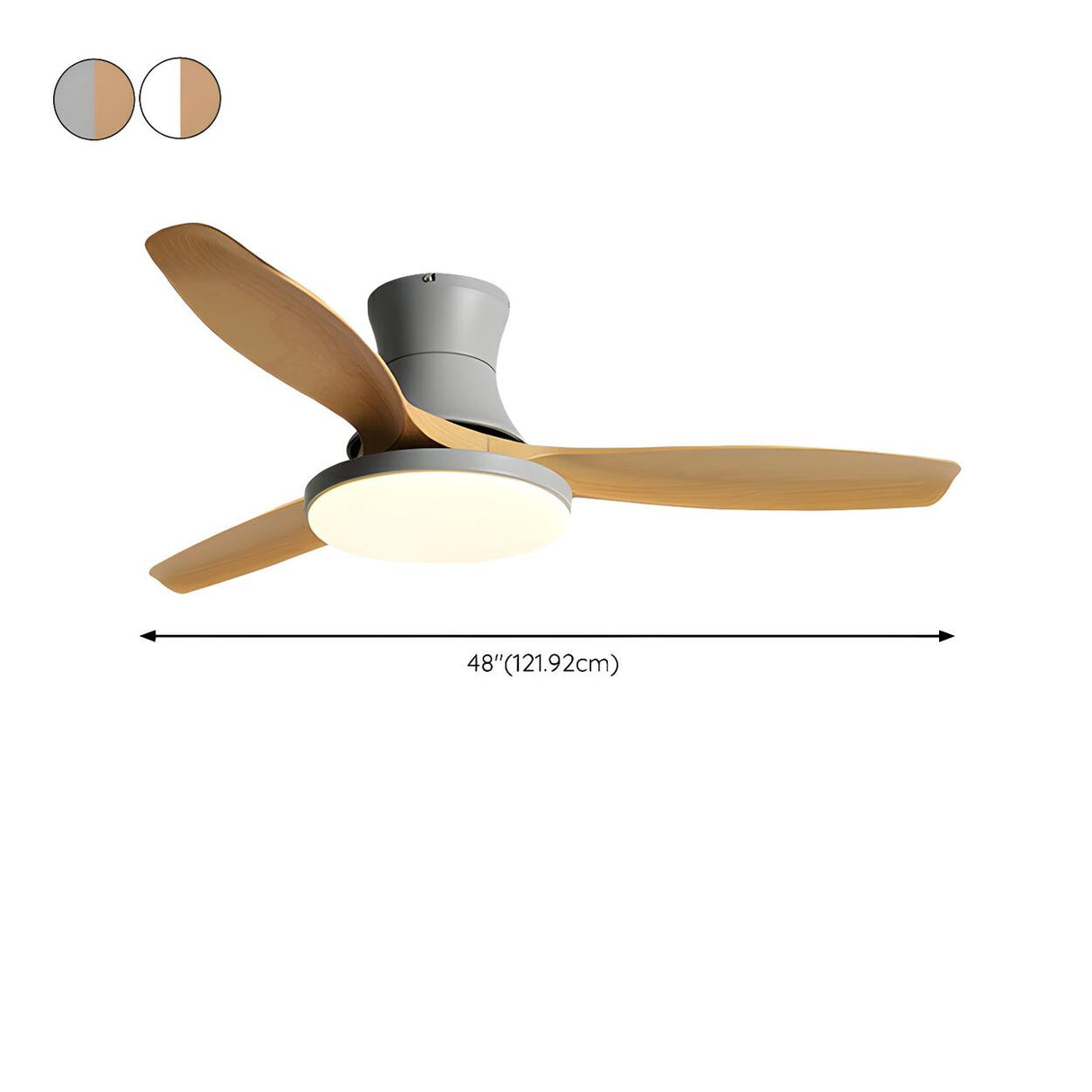 Classic 3 Wood Blade Remote Ceiling Fan with Light Image - 18