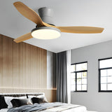 Classic 3 Wood Blade Remote Ceiling Fan with Light Image - 6