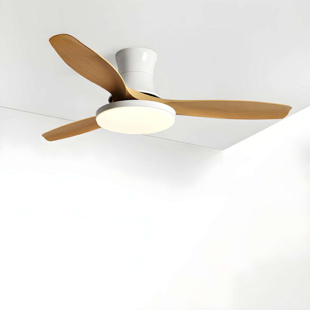 Classic 3 Wood Blade Remote Ceiling Fan with Light Image - 9