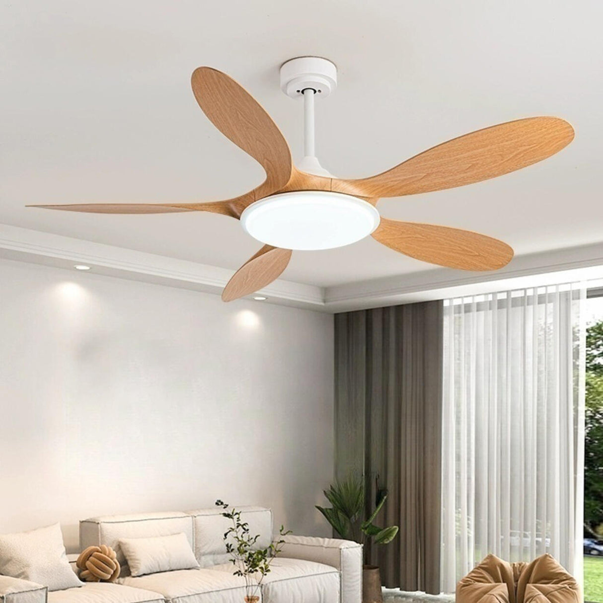 Classic 5 Blade Remote Control Ceiling Fan with Light Image - 15