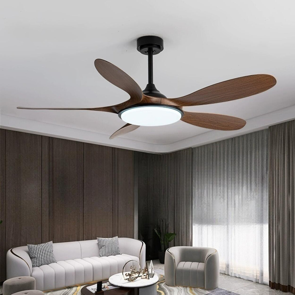 Classic 5 Blade Remote Control Ceiling Fan with Light Image - 16