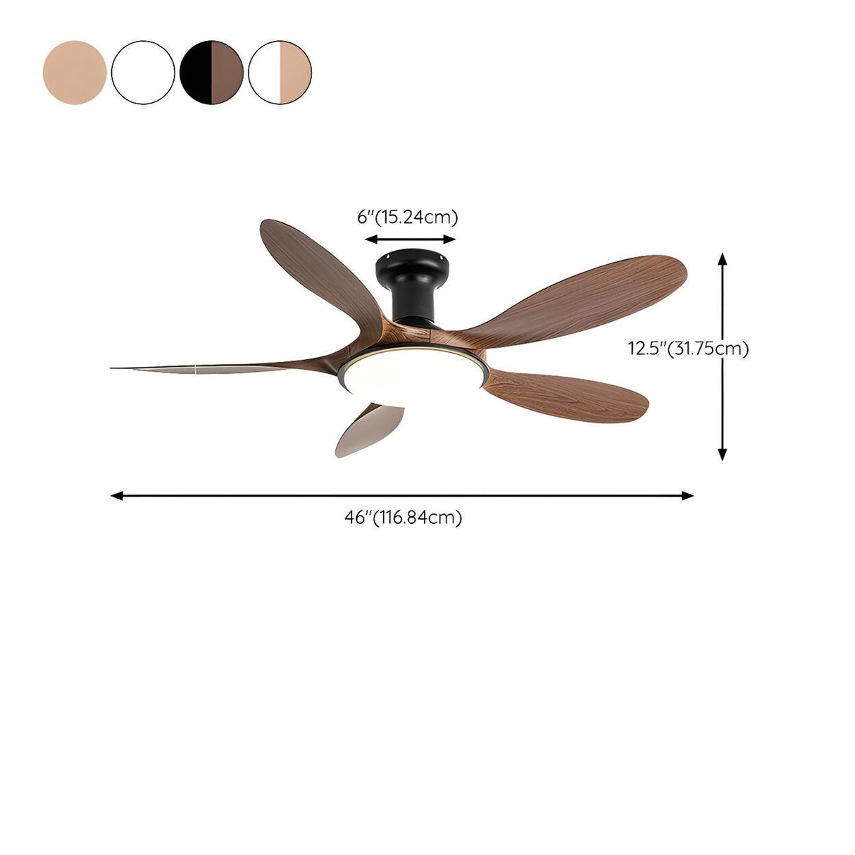 Classic 5 Blade Remote Control Ceiling Fan with Light Image - 20