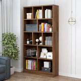 Classic 5-Shelf Oak Finish Wooden Tall Bookcase Brown Image - 13