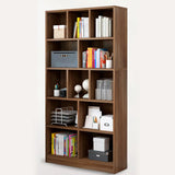 Classic 5-Shelf Oak Finish Wooden Tall Bookcase Brown Image - 14