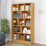 Classic 5-Shelf Oak Finish Wooden Tall Bookcase Brown Image - 22