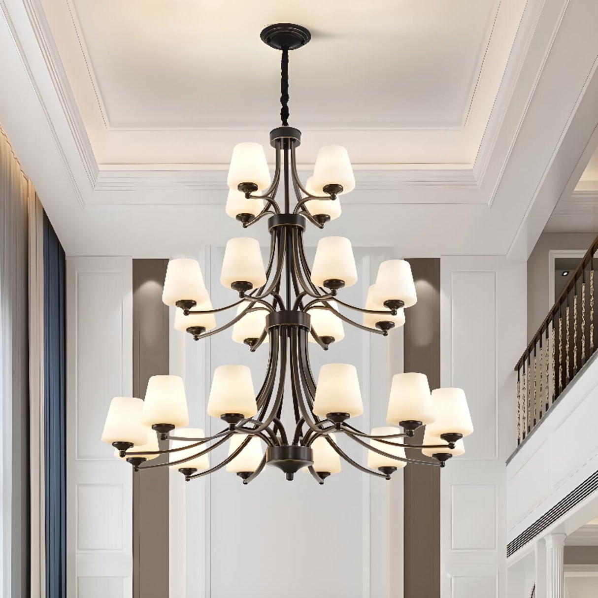 Classic Adjustable Height Bronze Branching Chandelier Image - 1