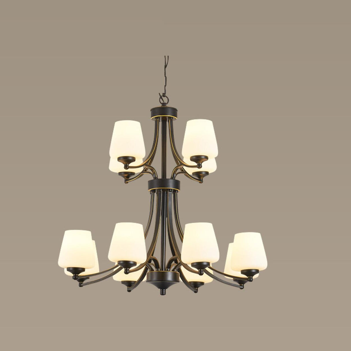 Classic Adjustable Height Bronze Branching Chandelier Image - 22