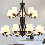 Classic Adjustable Height Bronze Branching Chandelier Image - 25