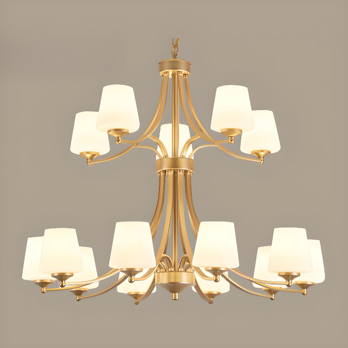 Classic Adjustable Height Bronze Branching Chandelier Image - 29