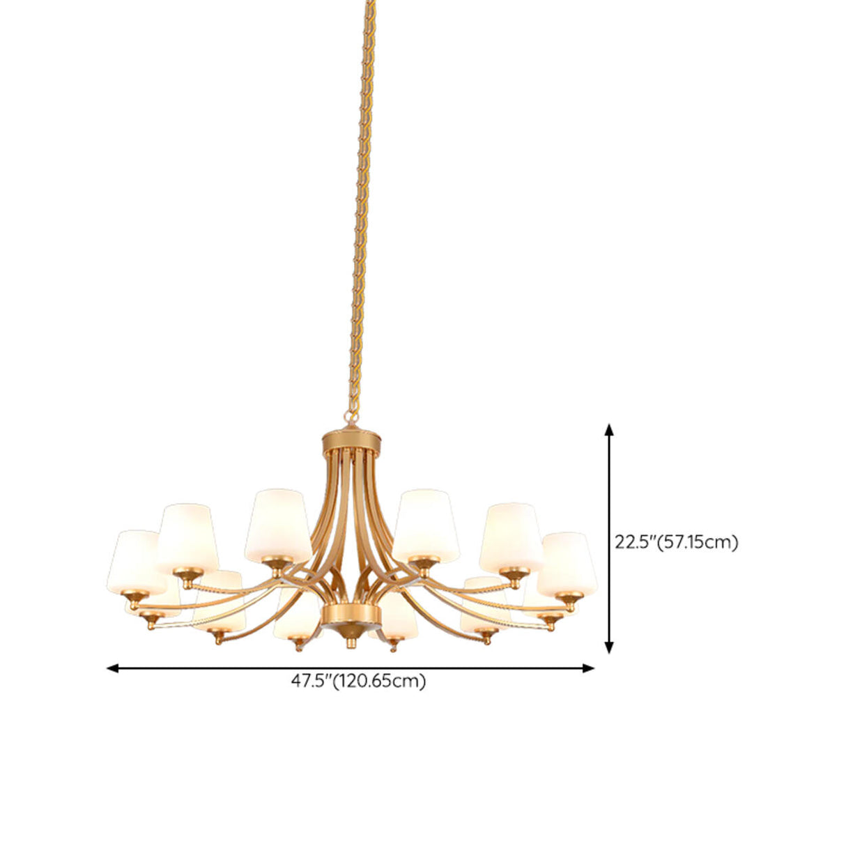 Classic Adjustable Height Bronze Branching Chandelier Image - 43