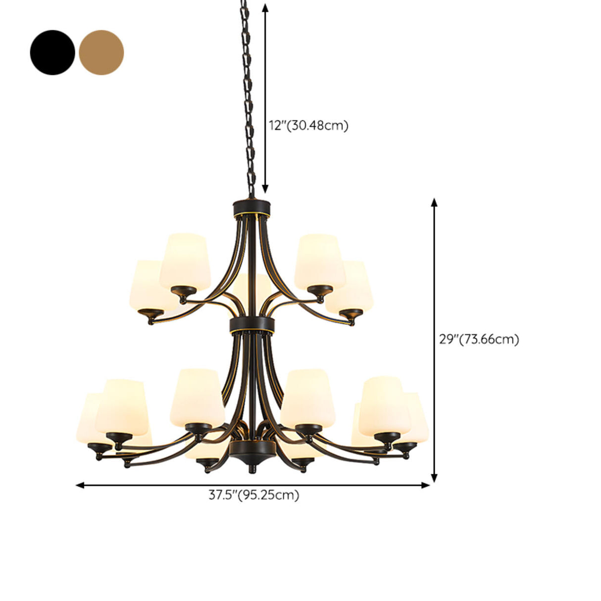 Classic Adjustable Height Bronze Branching Chandelier Image - 45