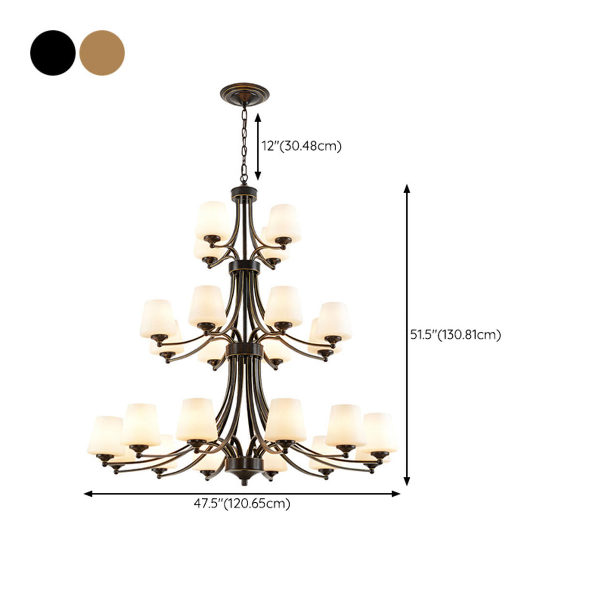 Classic Adjustable Height Bronze Branching Chandelier Image - 47