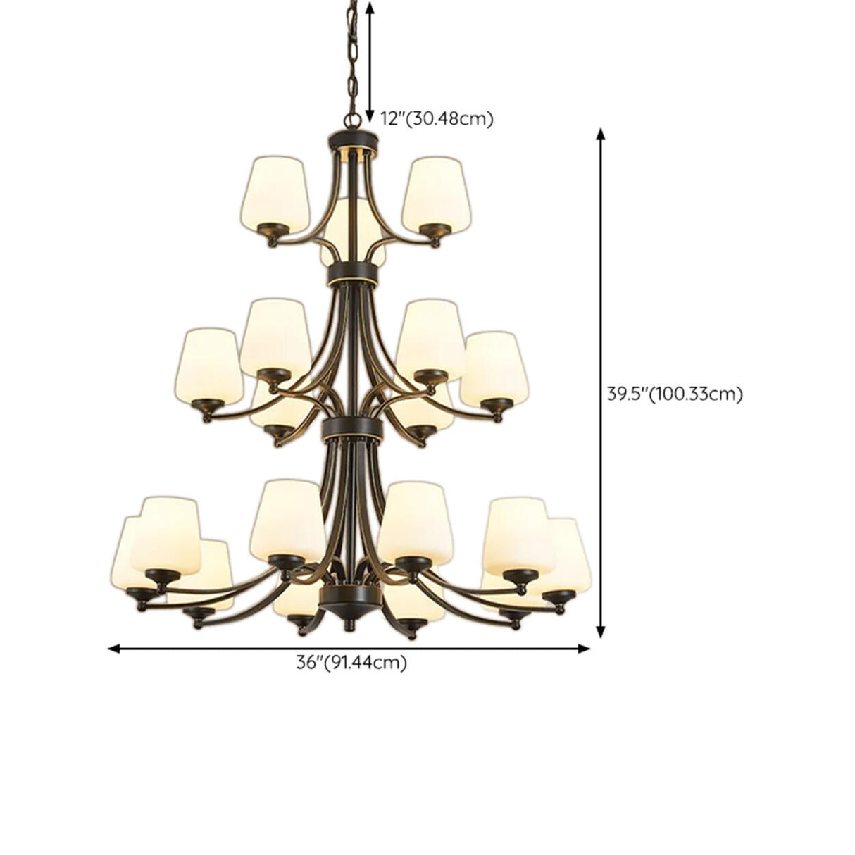 Classic Adjustable Height Bronze Branching Chandelier Image - 48