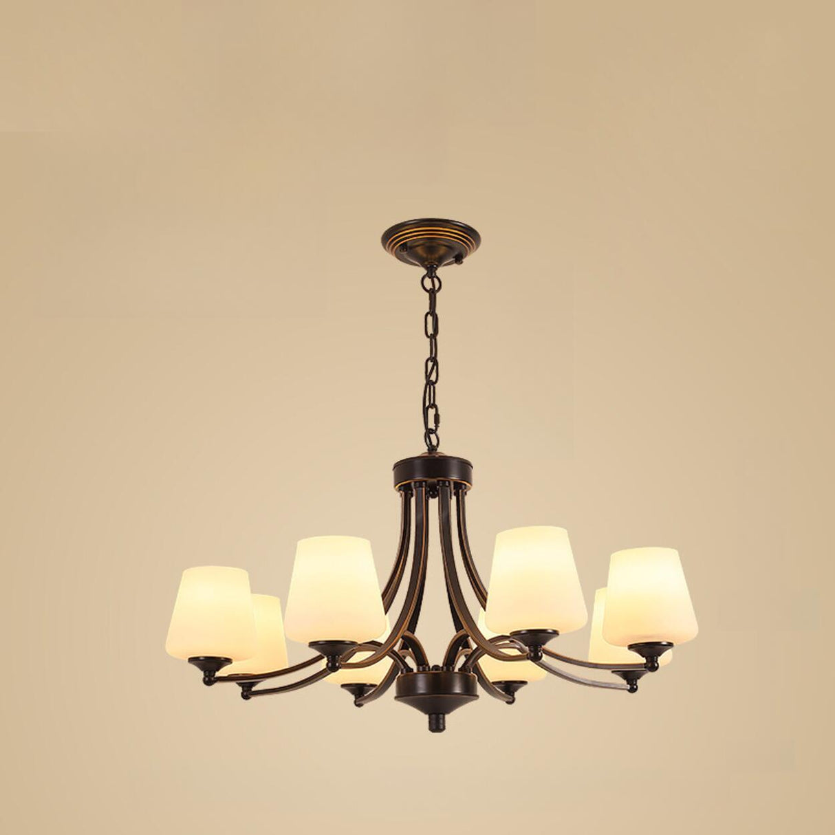 Classic Adjustable Height Bronze Branching Chandelier Image - 6