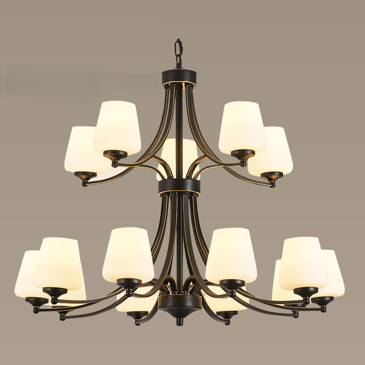 Classic Adjustable Height Bronze Branching Chandelier Image - 9