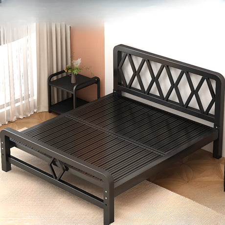 Classic Alloy Black Open-Frame Double Bed with Headboard Image - 1