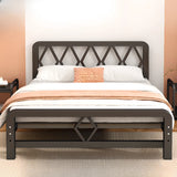 Classic Alloy Black Open-Frame Double Bed with Headboard Image - 4