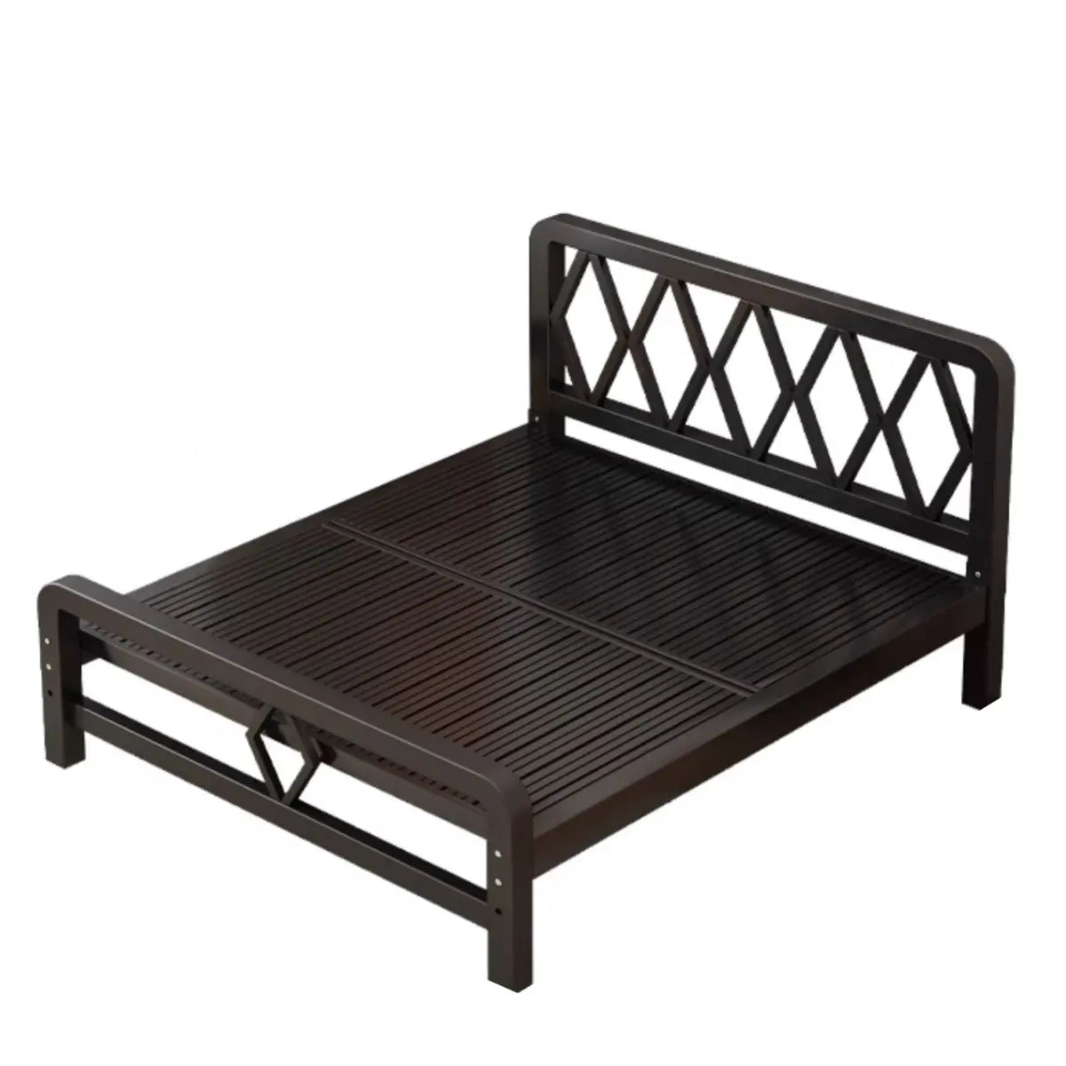 Classic Alloy Black Open-Frame Double Bed with Headboard Image - 7