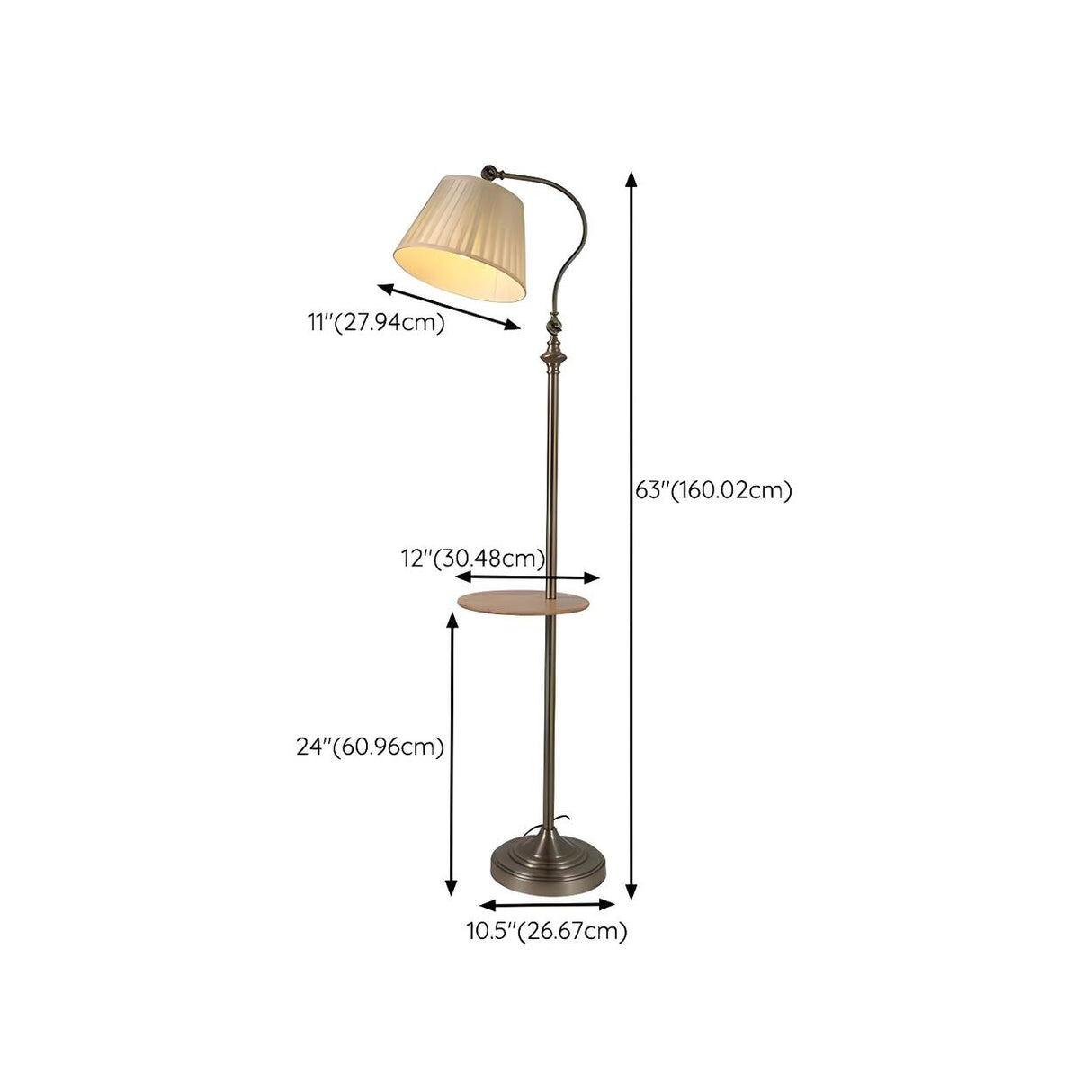 Classic Barrel Bedside Metal Side Table Floor Lamp 