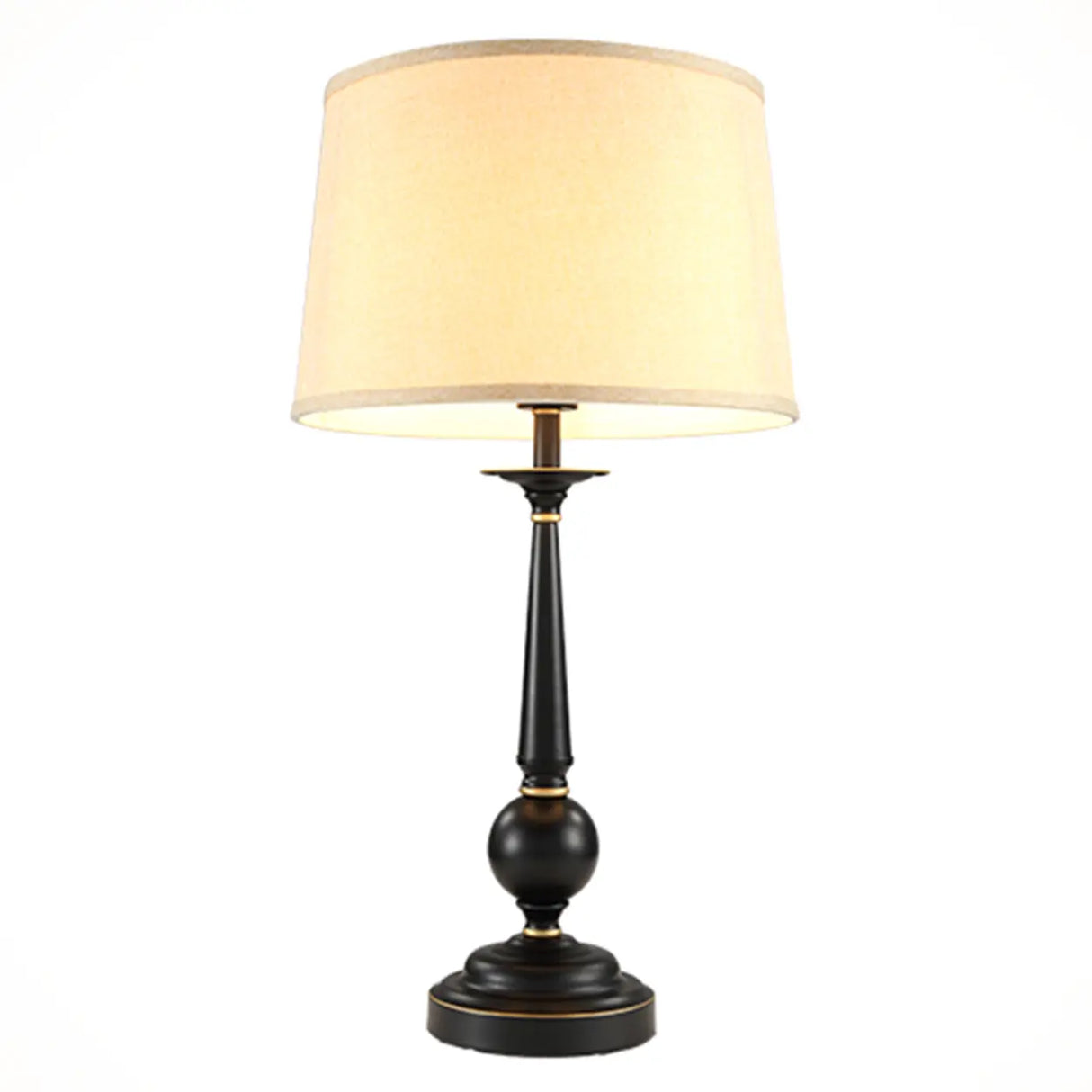 Classic Barrel Fabric Shade Modern Black Table Lamp Image - 5