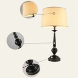 Classic Barrel Fabric Shade Modern Black Table Lamp Image - 6