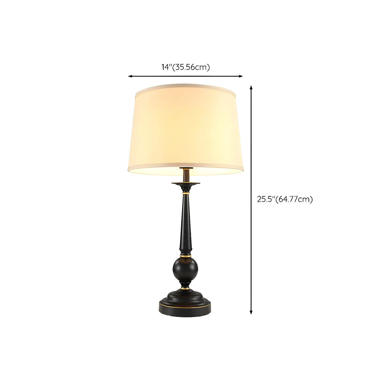 Classic Barrel Fabric Shade Modern Black Table Lamp 