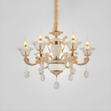 Classic Bedroom Clear Crystal Pendants Round Chandelier Image - 2