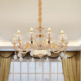 Classic Bedroom Clear Crystal Pendants Round Chandelier Image - 4