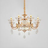 Classic Bedroom Clear Crystal Pendants Round Chandelier Image - 6