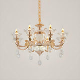 Classic Bedroom Clear Crystal Pendants Round Chandelier Image - 7