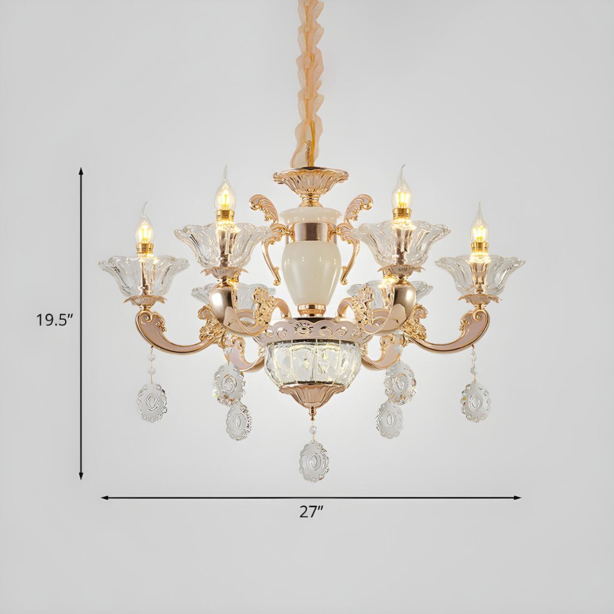 Classic Bedroom Clear Crystal Pendants Round Chandelier 