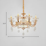 Classic Bedroom Clear Crystal Pendants Round Chandelier Image - 9