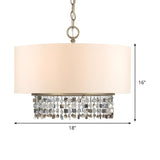 Classic Bedroom Drum White Fabric White Droplet Chandelier #size