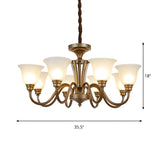 Classic Bedroom Frosted Glass Bell Brass Chandelier #size