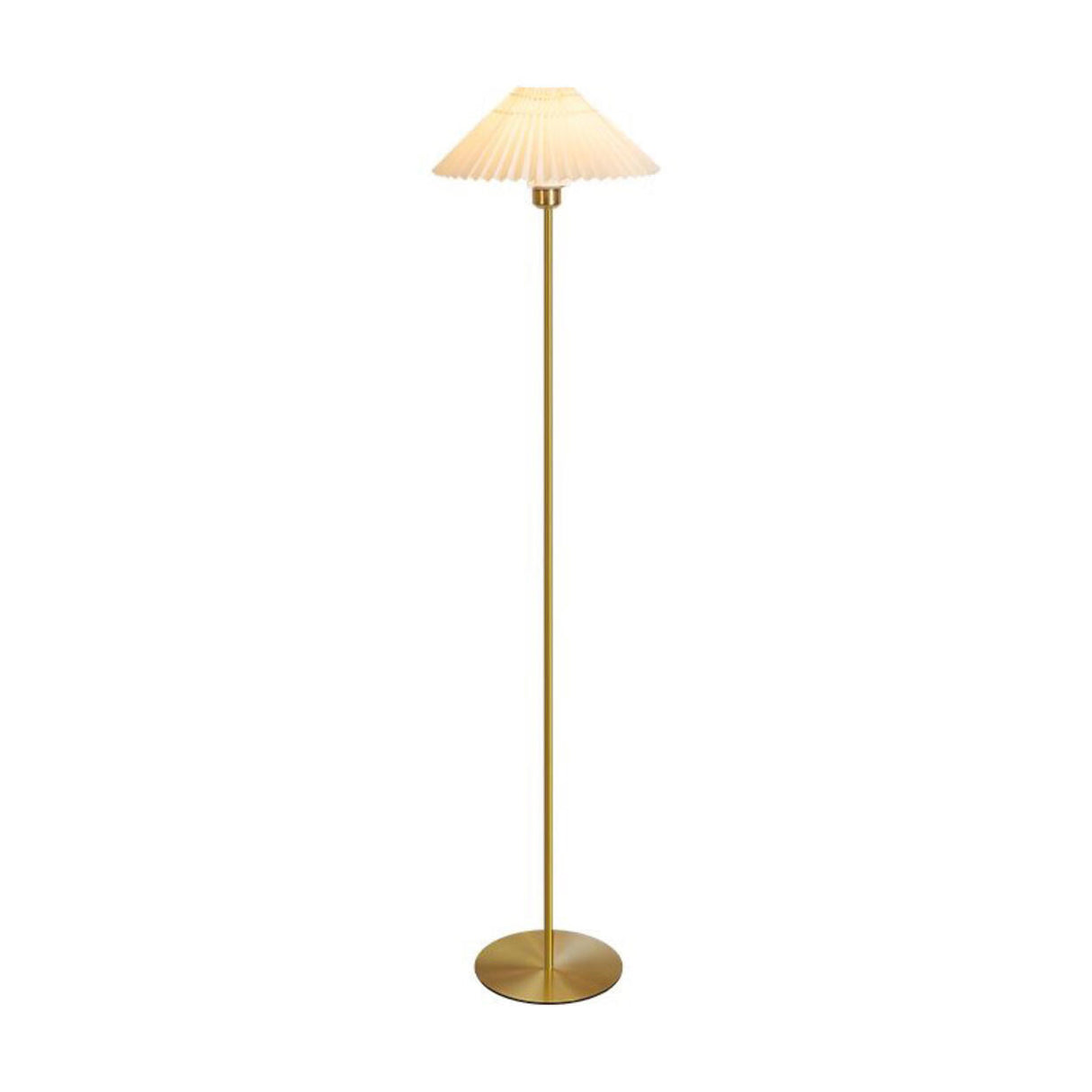 Classic Bedside Pleated Gold Metal Floor Lamp Image - 10