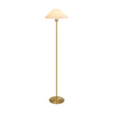 Classic Bedside Pleated Gold Metal Floor Lamp Image - 10