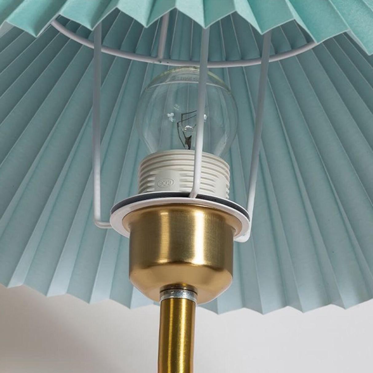 Classic Bedside Pleated Gold Metal Floor Lamp Image - 11