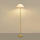 Classic Bedside Pleated Gold Metal Floor Lamp Image - 2