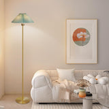 Classic Bedside Pleated Gold Metal Floor Lamp Image - 3