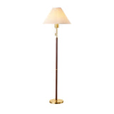 Classic Beige Pagoda Wooden Floor Lamp with Pull Chain Image - 5