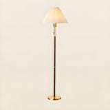 Classic Beige Pagoda Wooden Floor Lamp with Pull Chain Image - 6