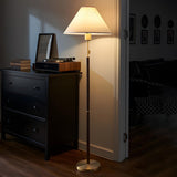 Classic Beige Pagoda Wooden Floor Lamp with Pull Chain Image - 9