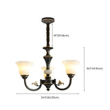 Classic Bell Frosted Glass Living Room Black Chandelier #size