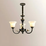 Classic Bell Frosted Glass Living Room Black Chandelier Image - 7