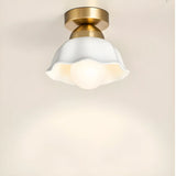 Classic Bell-Shaped Ceramics Semi-Flush Mount Light Image - 1