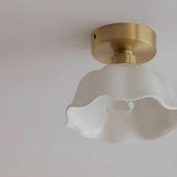 Classic Bell-Shaped Ceramics Semi-Flush Mount Light Image - 3