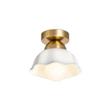 Classic Bell-Shaped Ceramics Semi-Flush Mount Light Image - 5